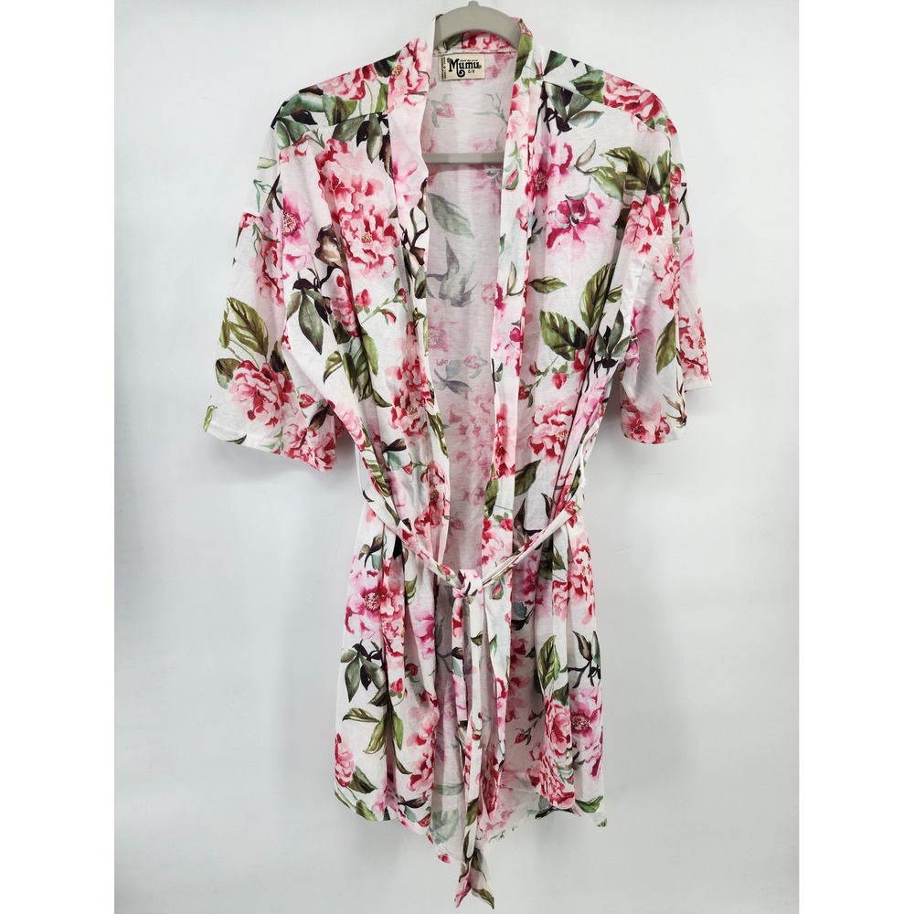 Show Me Your Mumu Floral Kimono Robe Pink Peony Short‎ Sleeve Belted Loungewear